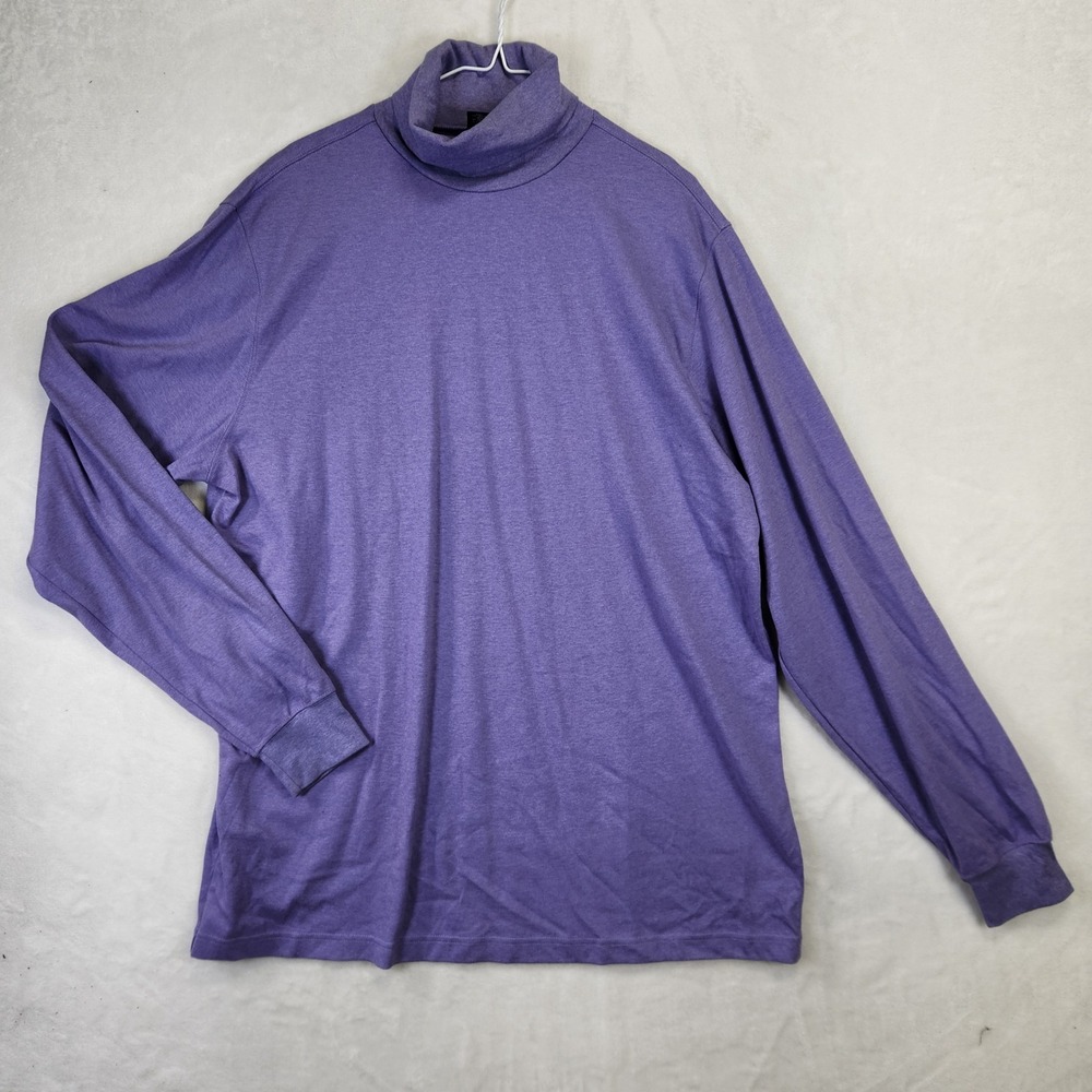Lands End Mens‎ XL Tall Purple Heathered Long Sleeve Turtleneck Shirt XL/T 46-48